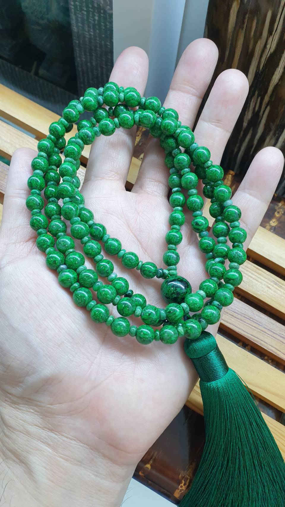 Mawsitsit Japa Mala Necklace Handcrafted 108 Prayer Beads Natural Stones
