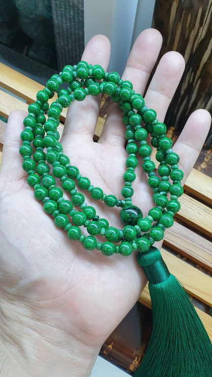 Mawsitsit Japa Mala Necklace Handcrafted 108 Prayer Beads Natural Stones