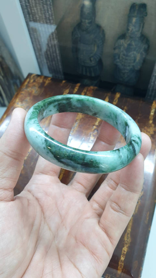 Green Jade Bangle (Size 58.5)(Selection) | Authentic Type A Jadeite | Vintage Wrist Accessory for Her