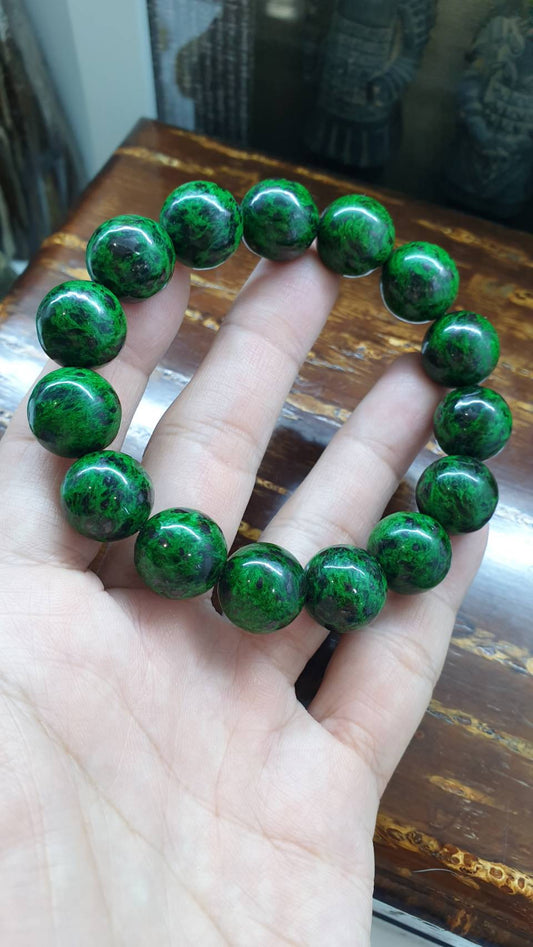 Mawsitsit Bracelet (18.5 cm) | Fei Cui - Natural Maw Sit Sit Jade Beads | Collector's Material