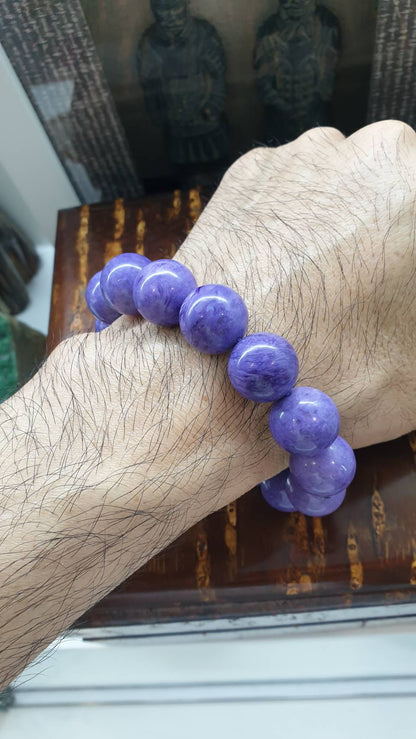 Charoite Bracelet (18 cm) | Natural Stone Beads | His or Hers Statement Wrist Accessory