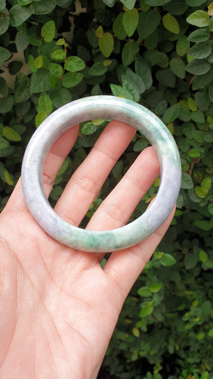 Plus Size Lavender Green Jade Bangle S66.5 Type A Natural Jadeite Fei Cui