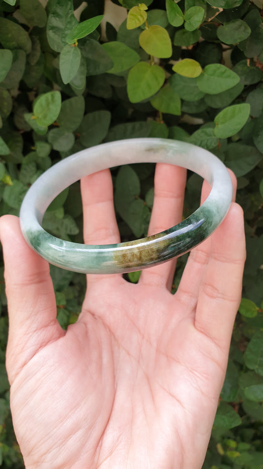 Plus Size Hok Lok Siew Jade Bangle S78.5 Vintage Natural Myanmar Jadeite Type A
