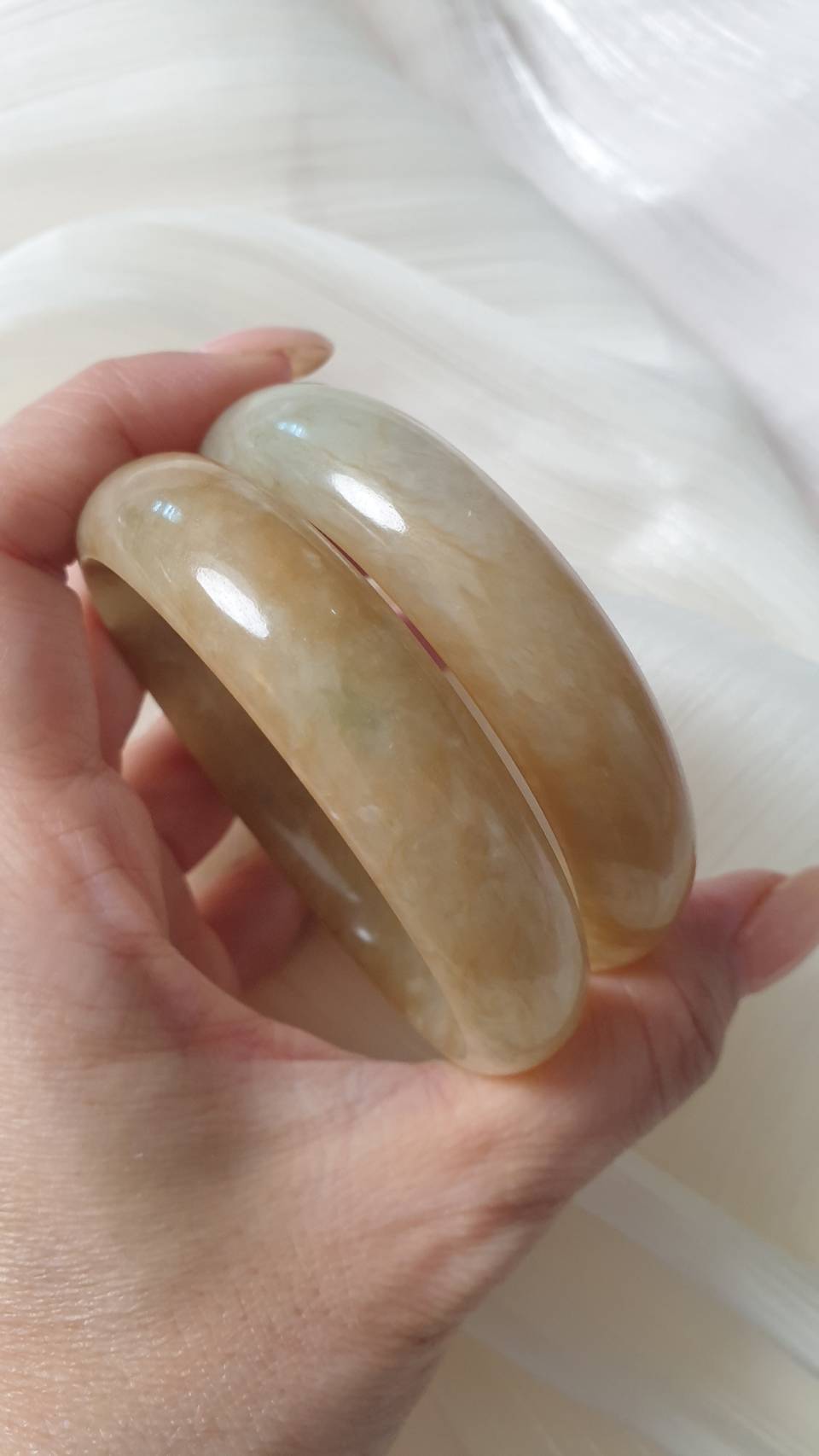 Natural Honey Jade Bangle S60 Type A Myanmar Jadeite