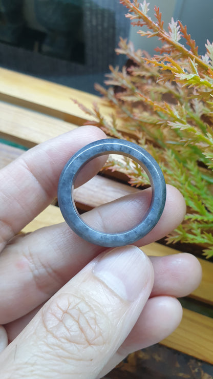 Elegant Gray Jade Rings 8.25US and 15US Type A Natural Jadeite