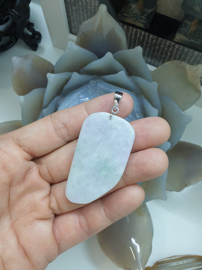 Natural Jadeite Dog Tag Pendant Sterling Silver - Honey Green or Lavender