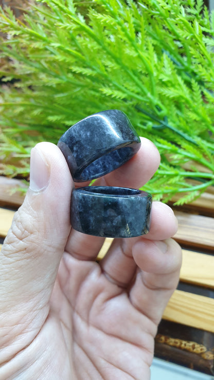 Black Jade Pipe Rings 8.5US Natural Myanmar Jadeite Type A