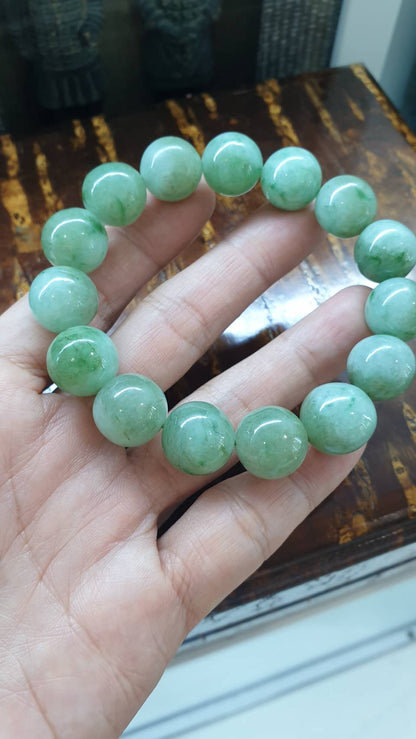 2-Toned Green Jade Bracelet (18 cm) | Type A Natural Jadeite Beads | His or Hers Wrist Accessory
