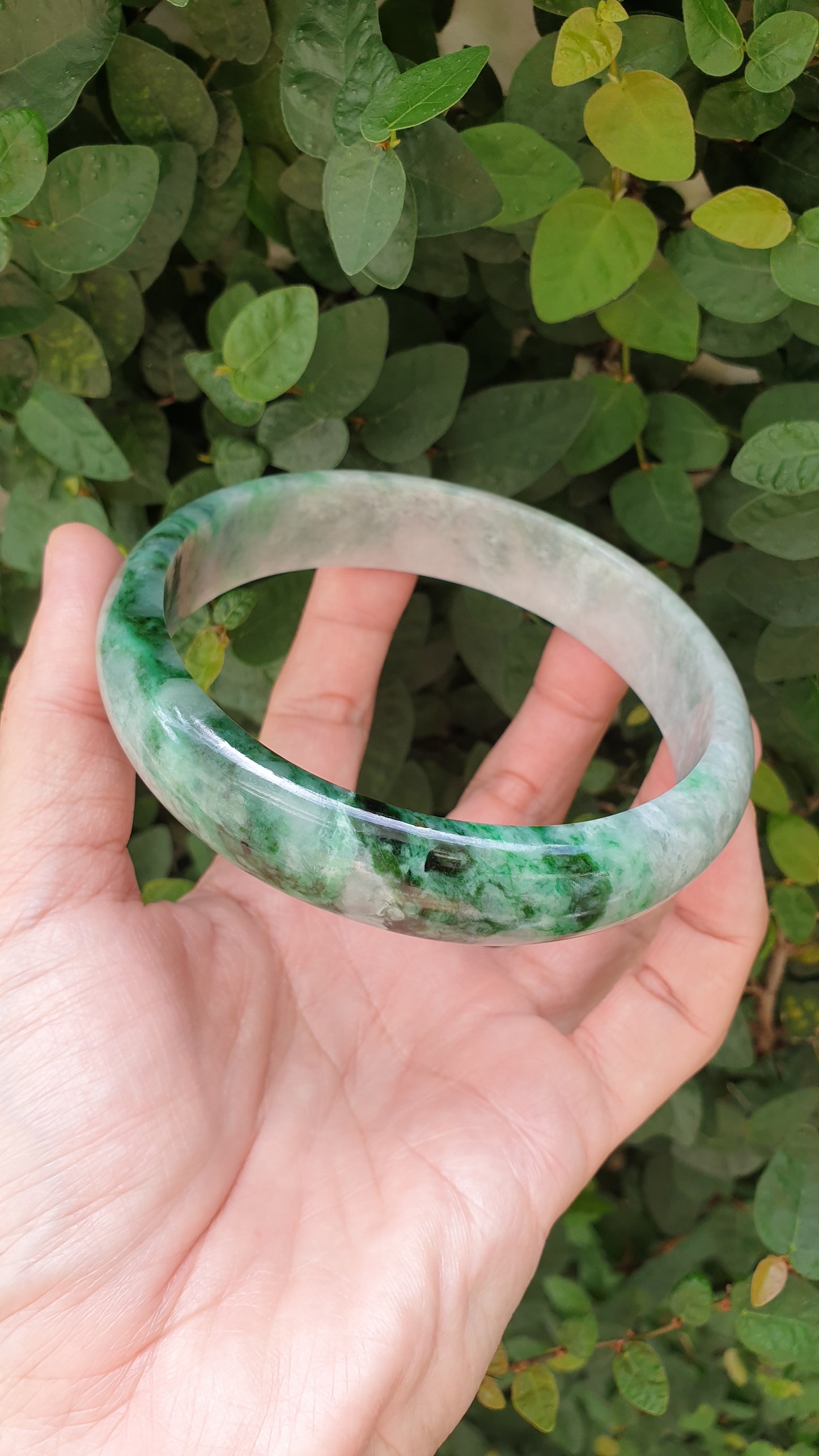 Plus Size Jade Bangle S82.8 Vibrant Green Fei Cui Type A Myanmar Jadeite