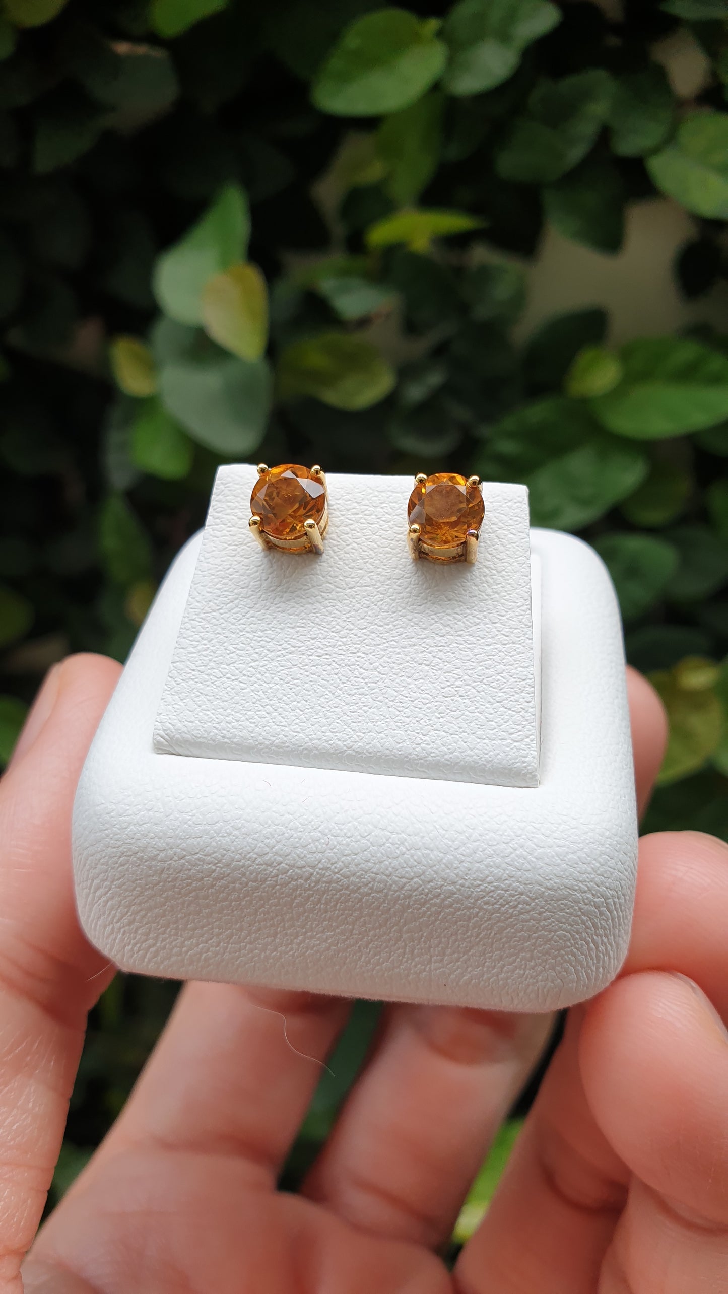 9K Gold Citrine Stud Earrings Natural Gemstones and Solid Gold