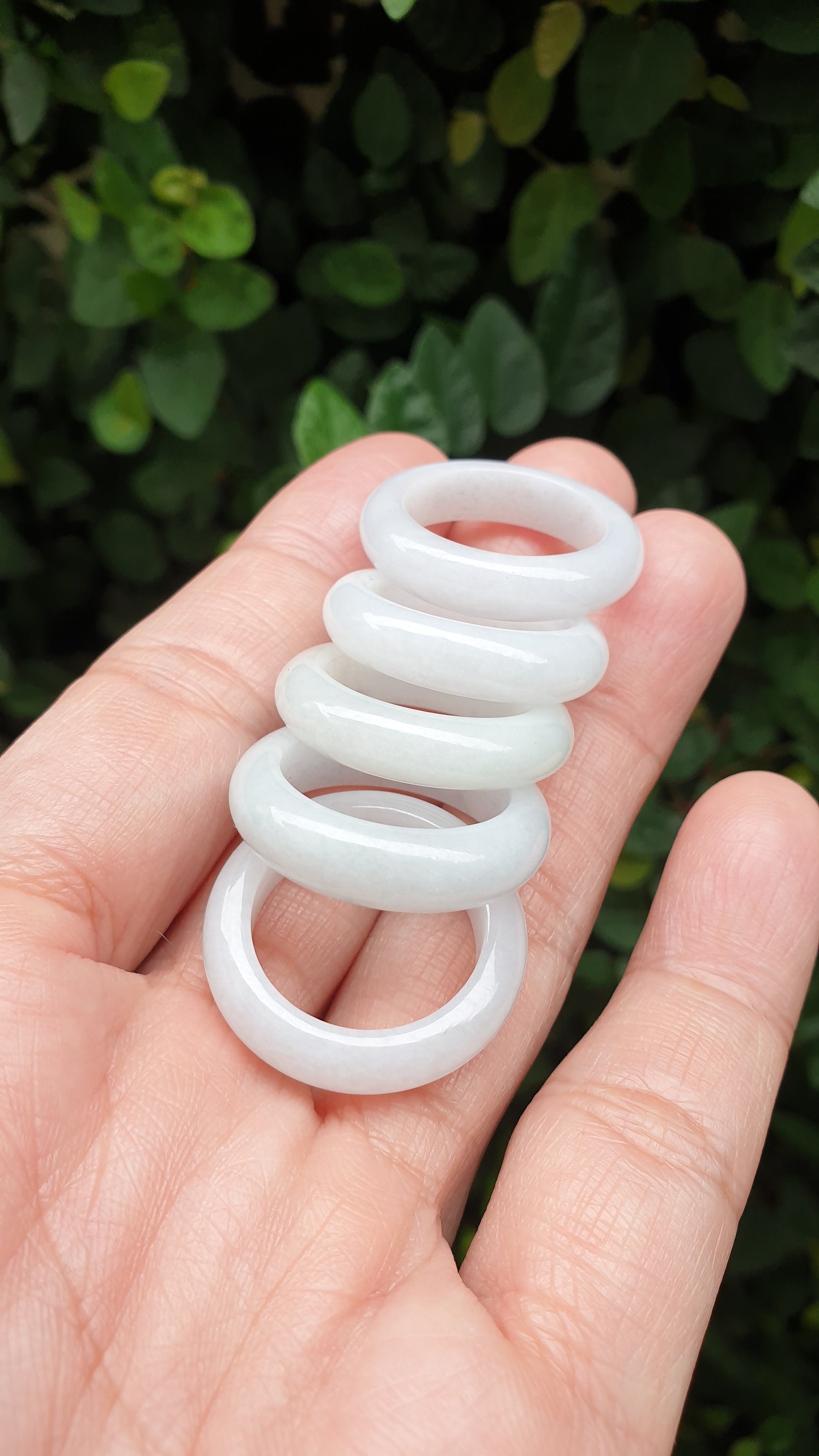 White Jade Bands 9-10US Type A Natural Burma Jadeite Rings