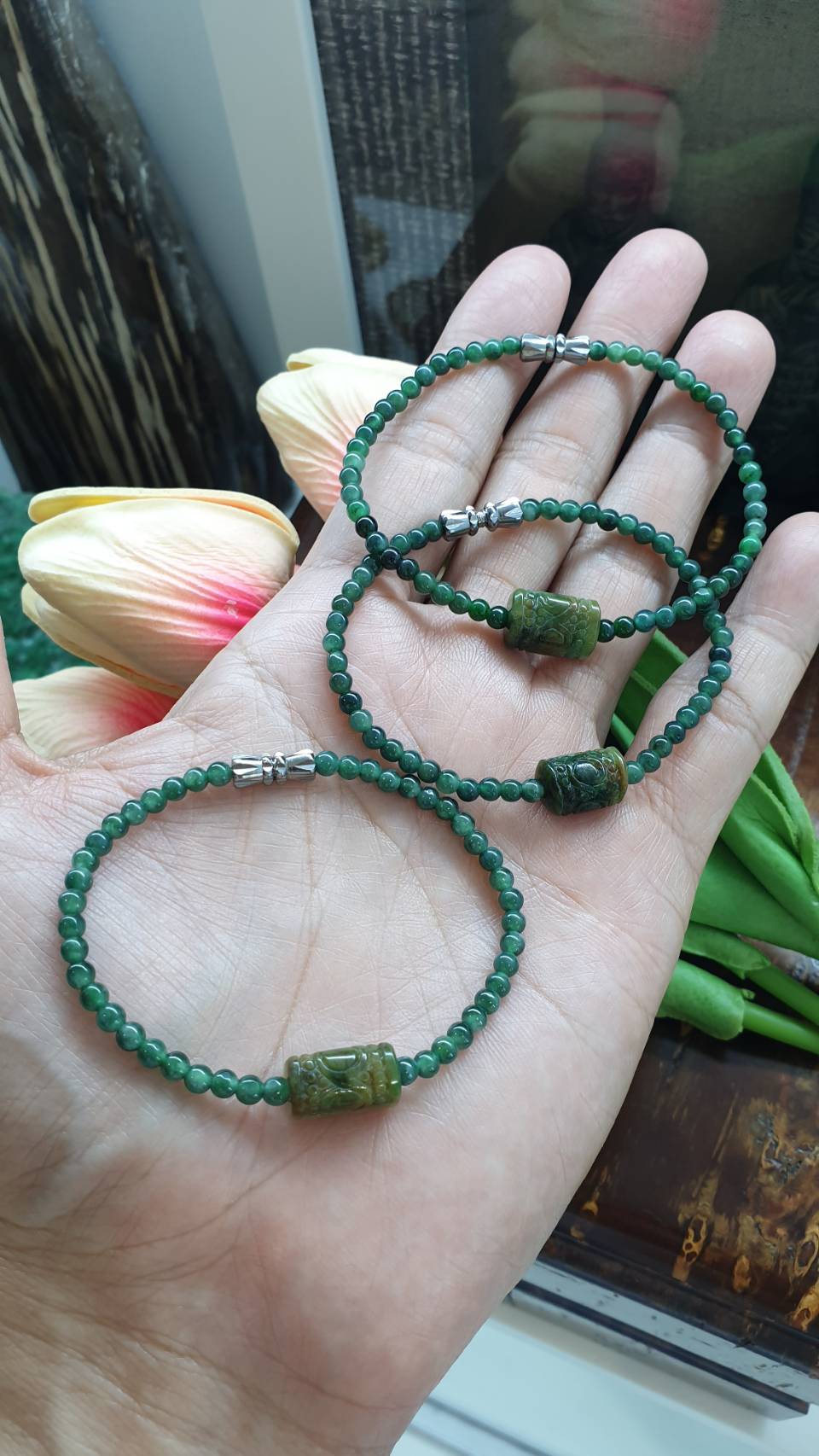Ru Yi on Mini Jade Beads Bracelet (15 cm to 17 cm) | Type A Natural Black Jadeite | Good Fortune Wrist Candy