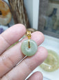 Jade Ping An Kou Pendant | 18K Gold & Fei Cui - Type A Jadeite | Cute Gift Idea for Her 🎁