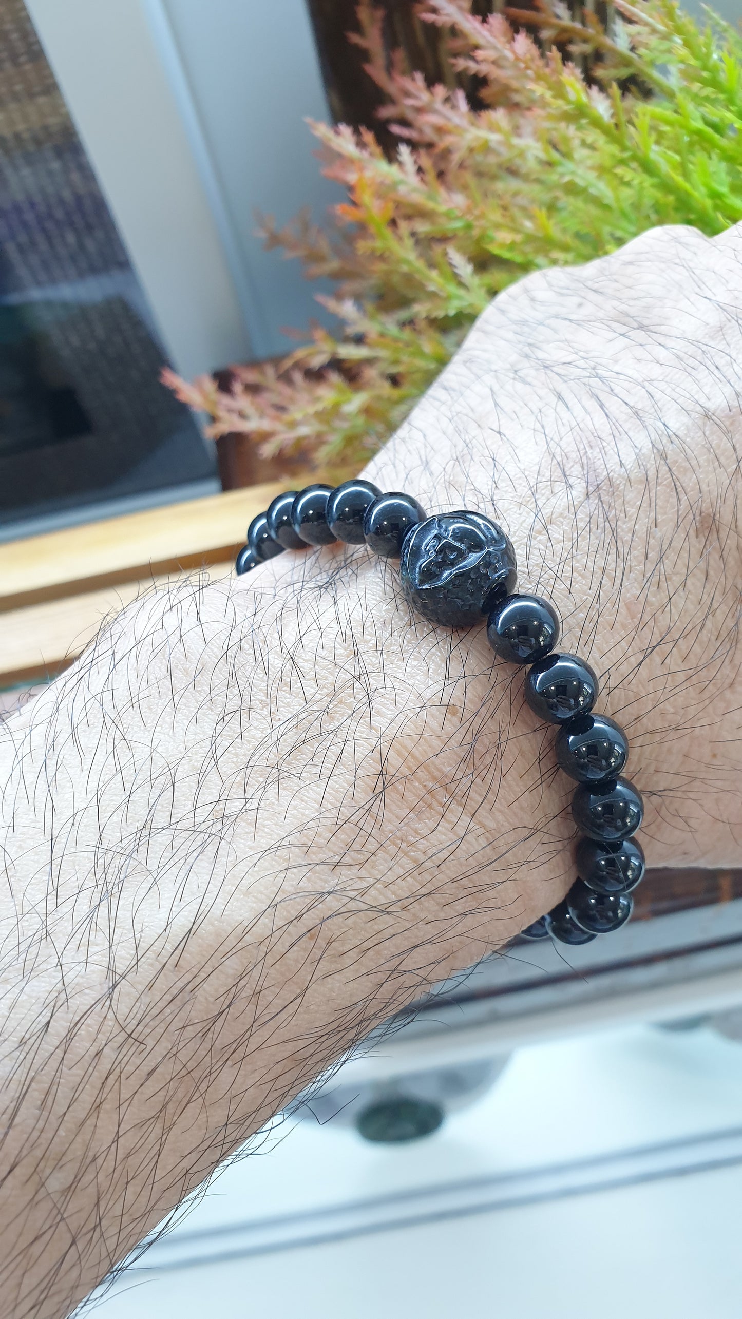 Black Jade Buddha Peace Bracelets 17cm Natural Burma Jadeite 8mm Beads