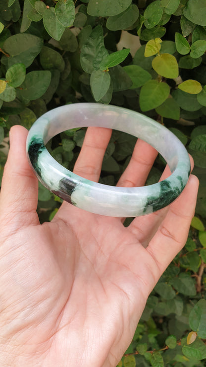Plus Size Jade Bangle S76.5 Lavender Green Fei Cui Type A Myanmar Jadeite