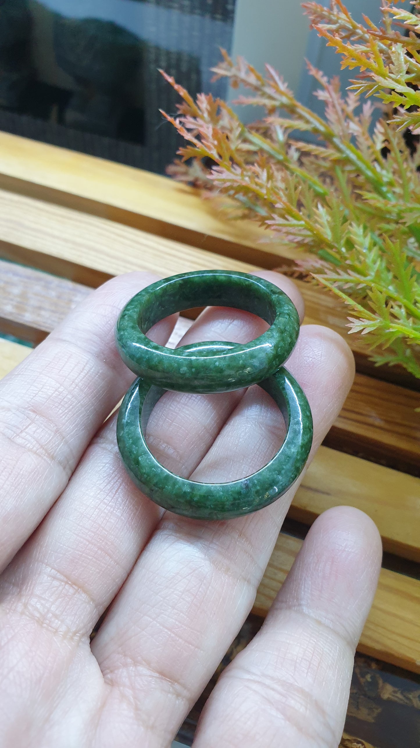 Plus Size Green Jade Rings 15US Type A Natural Burma Jadeite