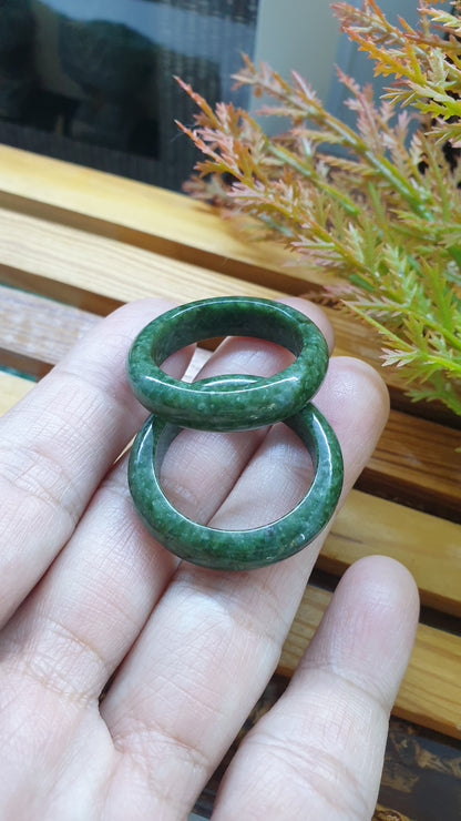 Plus Size Green Jade Rings 15US Type A Natural Burma Jadeite