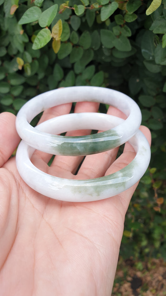 Paired Vintage Jade Bangles S60 Type A Natural Myanmar Jadeite