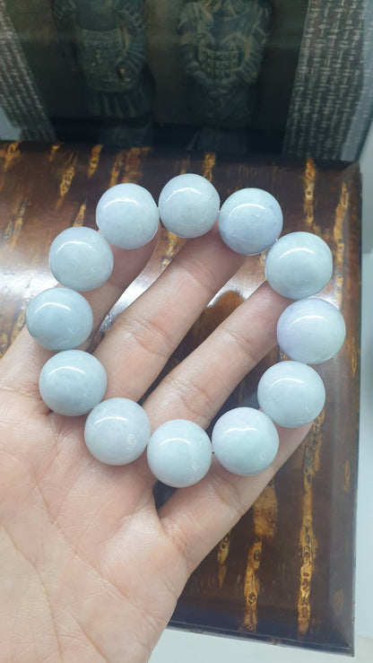 Large Beads Lavender Jade Bracelet (17 cm) | Fei Cui - Type A Jadeite 18 mm Beads | Statement Material Wrist Accessory