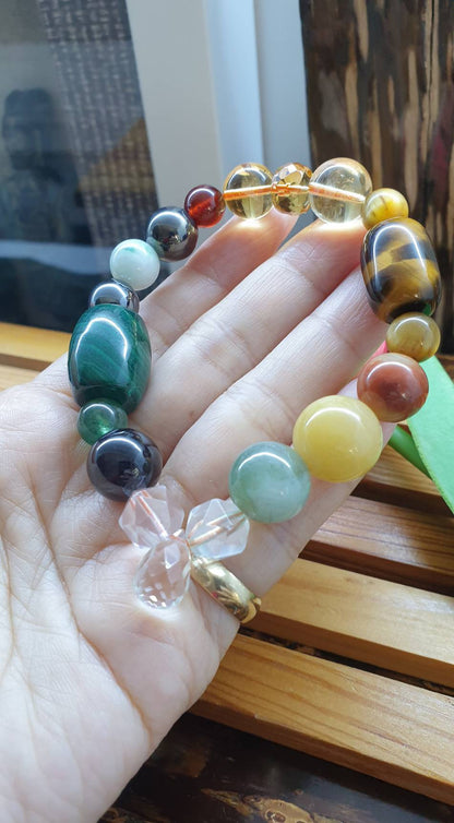 Natural Stone Beads Empowered Bracelet 17 cm - Mix Beads with Meanings