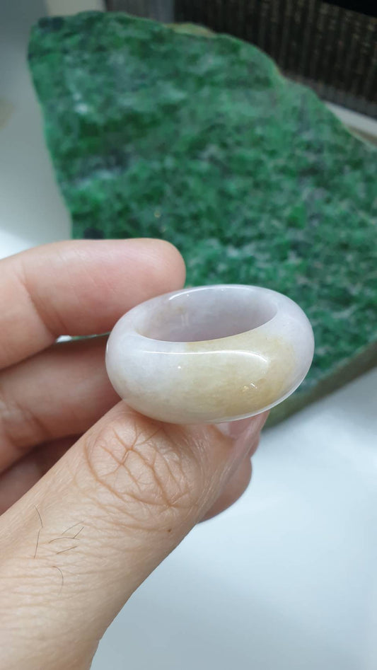 Domed Yellow Jade Ring 12.5US Vintage Fei Cui Type A Myanmar Jadeite