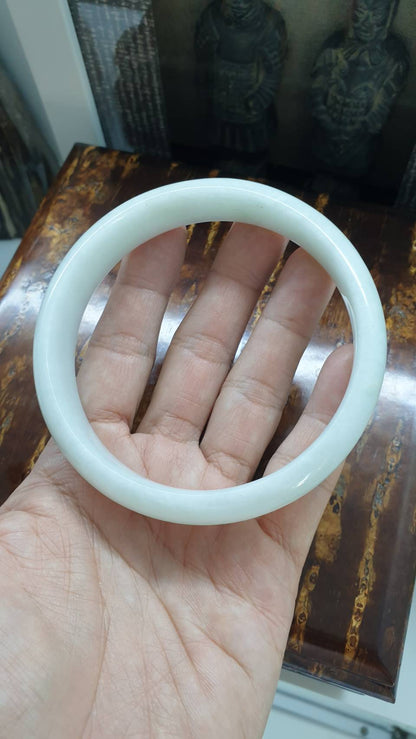 Plus Size White Jade Bangle S78 Type A Myanmar Jadeite Fei Cui