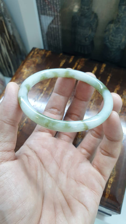 Jade Cylindrical Slim Bangle S59.5 Type A Natural Jadeite Honeydrops