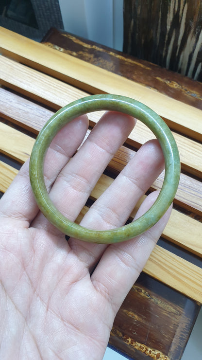 Paired Honey Green Jade Bangles S59 Vintage Type A Myanmar Jadeite