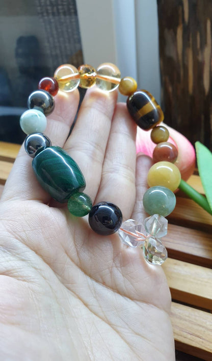 Natural Stone Beads Empowered Bracelet 17 cm - Mix Beads with Meanings