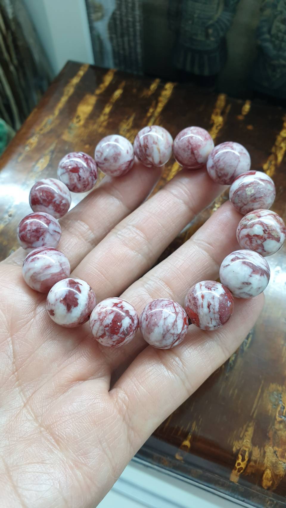 Cinnabar Bracelet (18 cm) | Natural Stone Beads | His or Hers Wrist Accessory