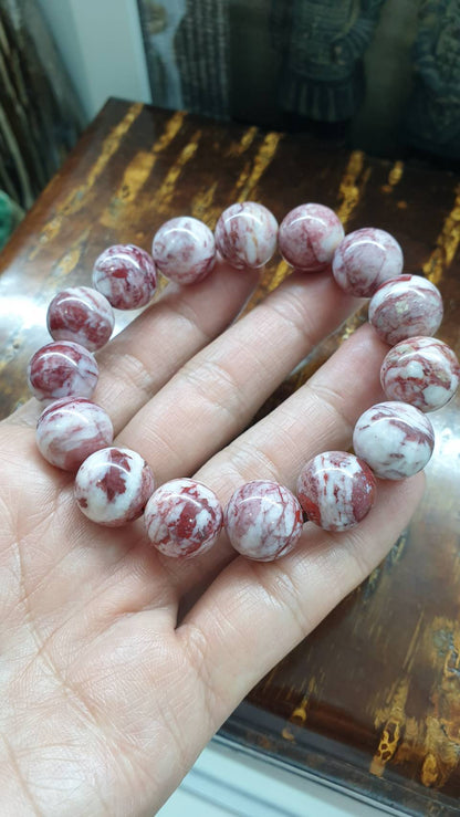 Cinnabar Bracelet (18 cm) | Natural Stone Beads | His or Hers Wrist Accessory