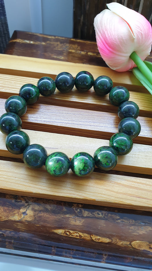 Mawsitsit Vintage Bracelet 17cm Natural Black Green Type A Myanmar Beads