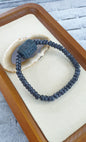 Type A Black Jade Mani Mantra Bracelet 17cm with Om Mani Padme Hum Charms