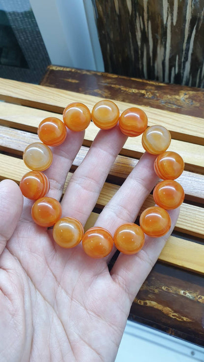 Evil Eye Beads Bracelet 18 cm - Natural Sardonyx Gemstone 16.5 mm Beads