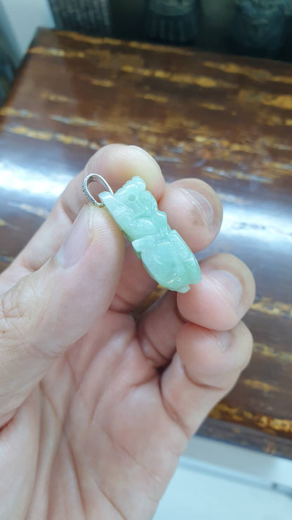 Jade Pixiu Pendant (Selection) | Type A Natural Jadeite | Sterling Silver Bail
