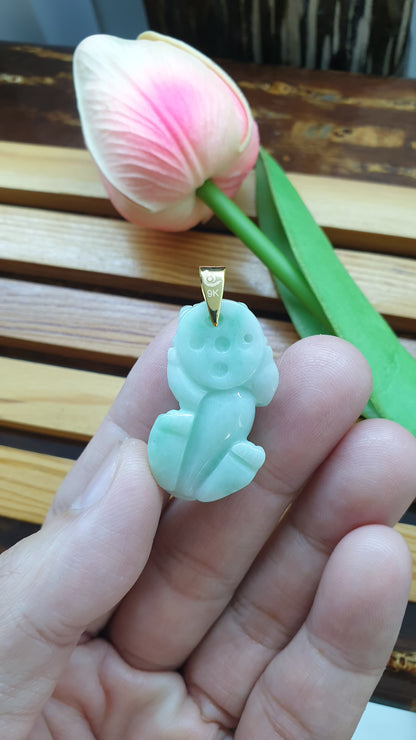 Jade Pixiu Pendants 9K Gold Fei Cui Type A Myanmar Jadeite