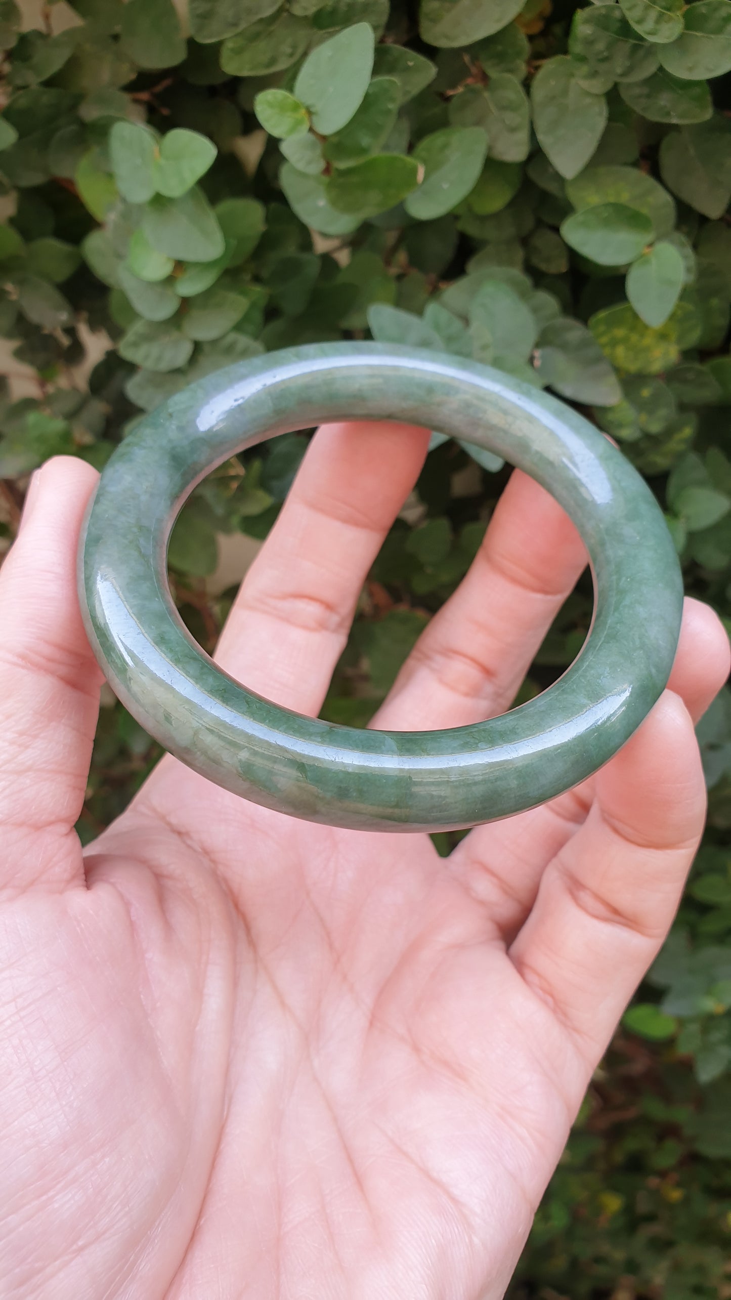 Green Jade Cylindrical Bangle S57.5 Fei Cui Type A Burma Jadeite