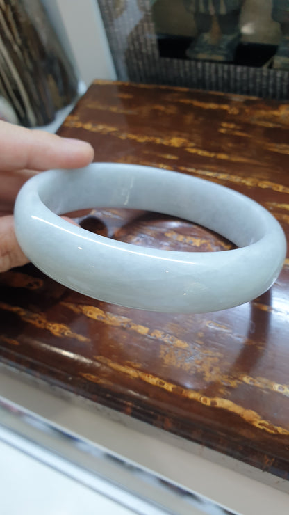 White Jade Bangle (S 76 - 77) | Authentic Type A Jadeite | Vintage Jade Bracelet