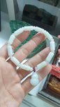 Jade Wu Lou Bracelet 18cm Silky White Type A Natural Myanmar Jadeite Cylinder Beads
