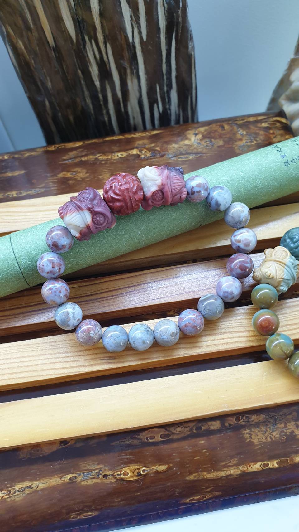 Alxa Jasper Singha Bracelets 17 cm - Natural Gemstones in Earth Tone Colors