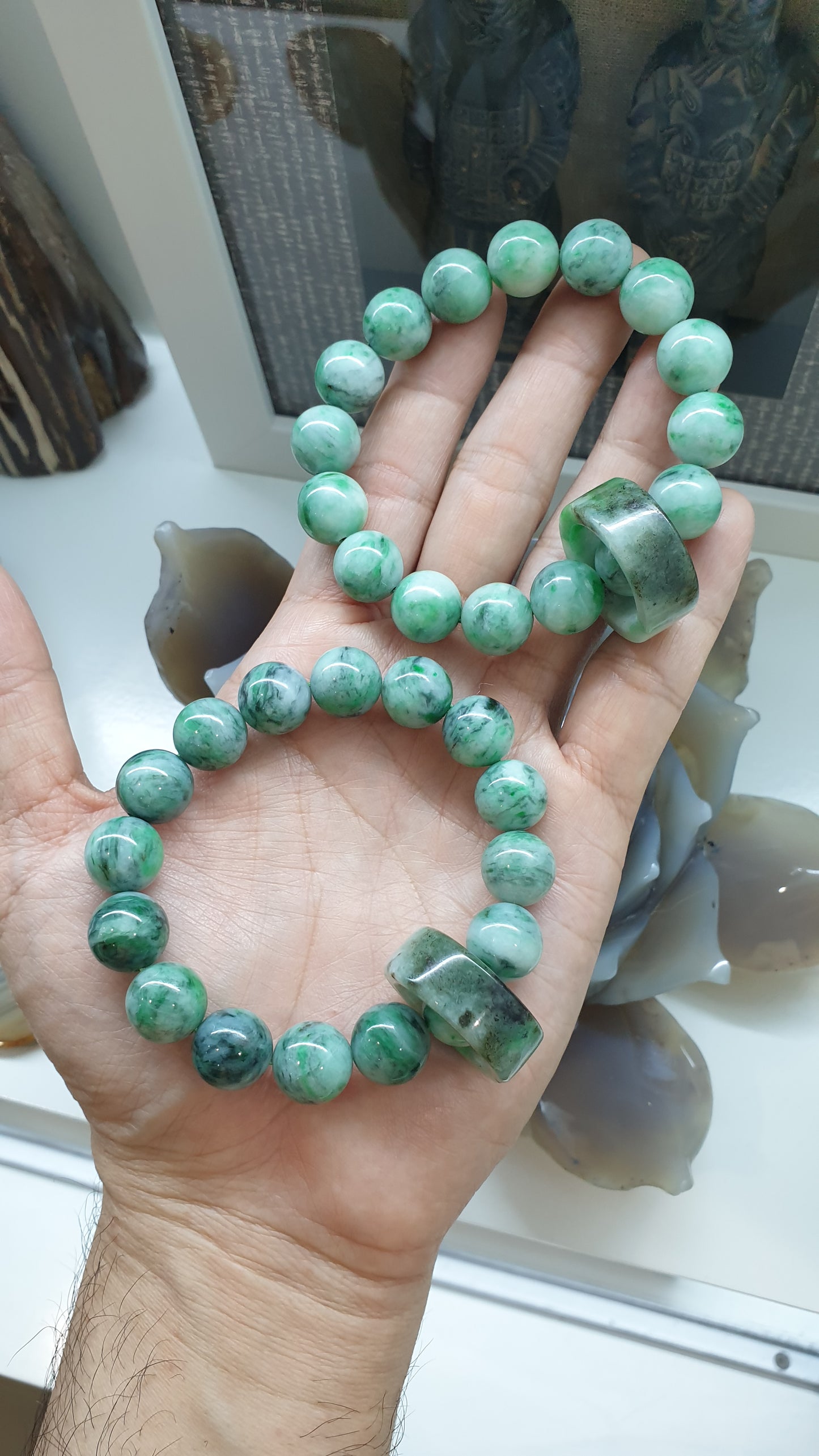 Spinning Ring Jade Charm Bracelet | Fei Cui Natural Jadeite | His or Hers Luxury Wrist Candy