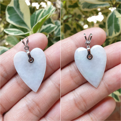 Jade Heart Pendant (Selection) | Fei Cui - Type A Jadeite | Sterling Silver