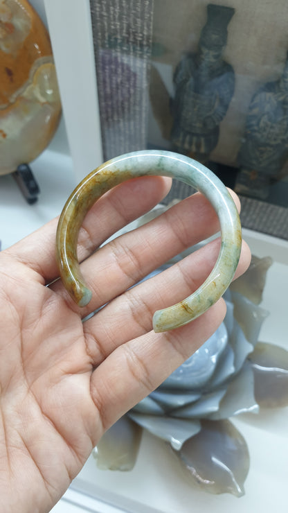 Jade Cuff Bangle Size 54 - 55 Hok Lok Siew Type A Natural Jadeite