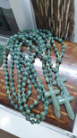 Green Jade Rosary 26inch - Vintage Natural Jadeite 7.5mm Beads - Handcrafted Prayer