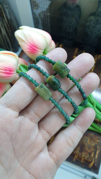 Ru Yi on Mini Jade Beads Bracelet (15 cm to 17 cm) | Type A Natural Black Jadeite | Good Fortune Wrist Candy