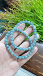 Olmec Blue Jade Bracelet 17cm Type A Natural Jadeite Misty Translucent Beads