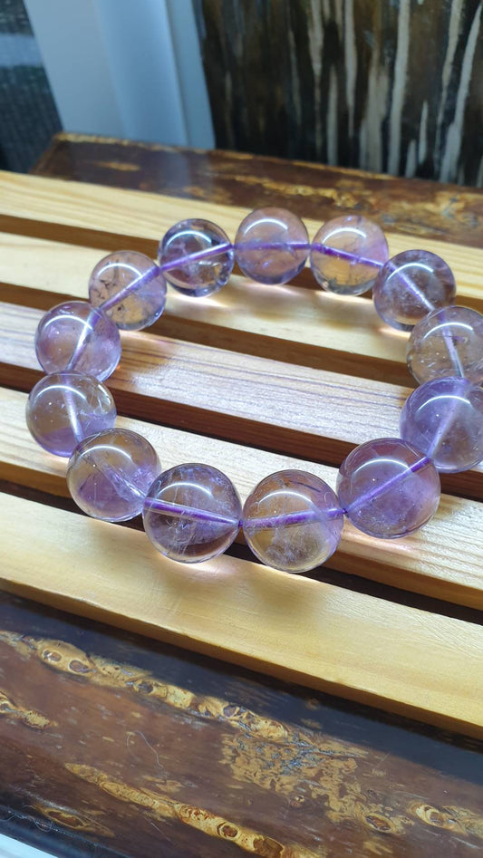 Ametrine Serenity Bracelet 17 cm - Natural Semiprecious Stone 16.5 mm Beads