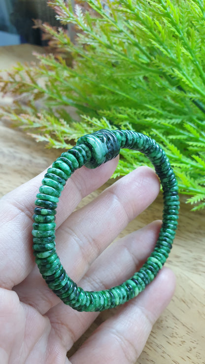 Green Jade Ru Yi Wishing Bracelet 17cm Myanmar Fei Cui Natural Jadeite Type A