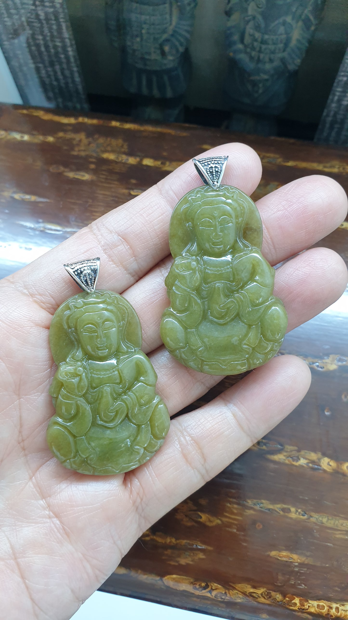 Jade Guan Yin Pendant (Selection) | Fei Cui - Type A Jadeite | Sterling Silver