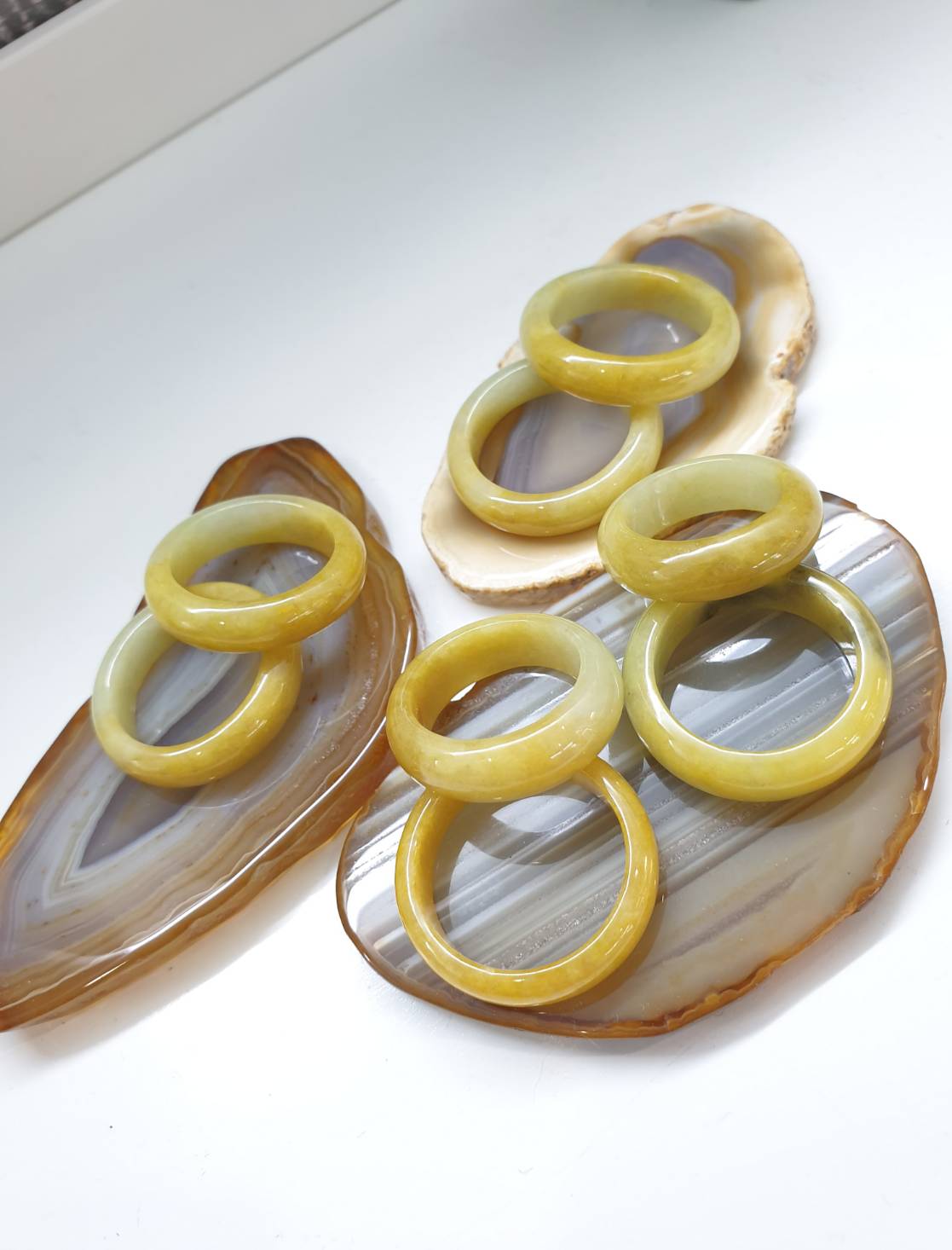 Yellow Jade Ring (Size Selections) Myanmar Type A Natural Jadeite